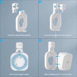 Wall Mount Holder for eero 7 Home WiFi System - Space Saving Wall Bracket with Cable Management, Vertical/Horizontal Plug Option, White (1 Pack)