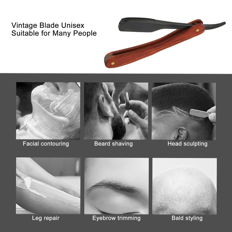 Old Fashioned Folding Barber Straight Edge Razor Rosewood Men's Shaving