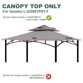 JANCANOPY Gazebo Replacement Cover for Grill Gazebo Model L-GG001PST-F, (Gray)