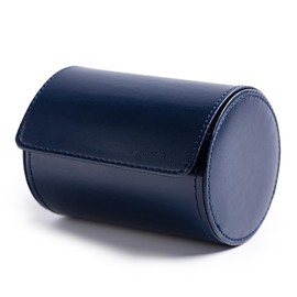 Tie Box for Travel Men's PU Leather Blue Ties Case Necktie Organizer Roll