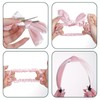 baotongle 5pcs Pink Velvet Uniform Long Tail Hair Bows Knotted