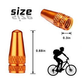 TPMSCENTER Orange Aluminum Presta Valve Caps (4 Pack) - MTB, Road, Hybrid, Fat Bike Compatible - Vehicle Specific Fit