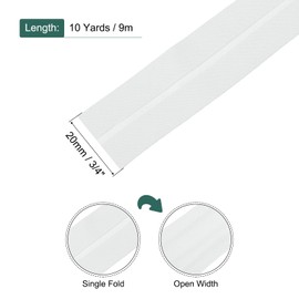 sourcing map 3/4 Inch Single Fold Bias Tape Cotton Continuous Bulk Bias Tape for Sewing, Seaming Quilting Hemming Binding Crafts Simple Packaged (White 10 Yards)