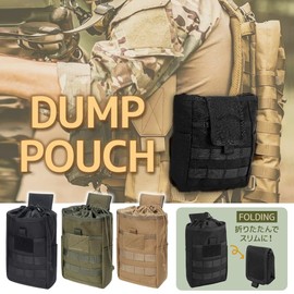 Honesty Mouth Dump Pouch, Foldable, Large, Tactical Pouch, Large Capacity, Survival Games, Military Pouch, 1000D Nylon, Molle Compatible (03: Khaki)