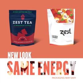 Zest 150mg High Caffeine Energy Loose Leaf Blend - Cinnamon Apple Black Tea - 4 Oz - All Natural Strong Flavored Healthy Coffee Alternative Highly Caffeinated Substitute - Perfect for Keto Diet