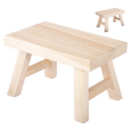 Wooden Step Stool fo Kids Handcrafted Solid Wood Stool with Chamfered Edges, 11" L x 7" H x 7.6" W - Multi-Functional Footrest, Small Step Stool with Anti-Slip Caps - Durable and Sturdy