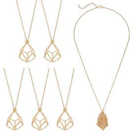 UNICRAFTALE Pack of 5 Crystal Cage Holders for Necklaces Braided Macrame Bag Empty Stone Holder Golden Adjustable Crystal Necklace Holder Empty Stone Holder Nets for Making