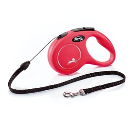 FLEXI New Classic Cord Retractable Dog Leash for Small Dogs up to 26 lbs. – 16 ft., Red | Tangle-Free Pet Walking Leash with One-Handed Brake, Pause, Lock | German Quality Product