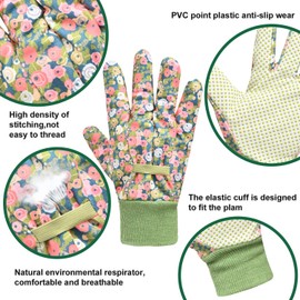 Hanzapor Gardening Gloves for Women 2 Pairs, Ladies Gardening Gloves Comfortable Breathable Non-Slip Flexible,Garden working Gloves with Soft PVC Dots (Small/Medium,Green)