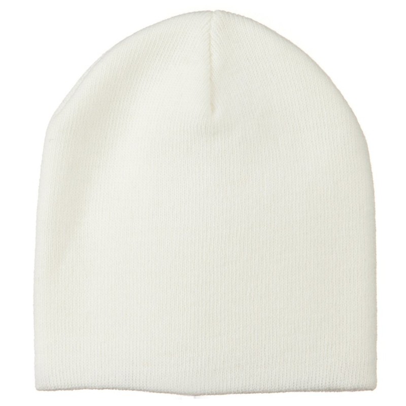MG 8 Inch Knitted Short Beanie - White OSFM