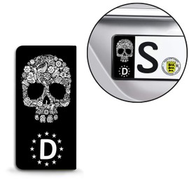 Skino Eu® 2 x Vinyl Sticker Number Plate JDM Tuning Car Motorcycle Skull Stickers EU QV 21