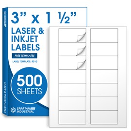 3" X 1.5" Matte White Printable Labels Compatible with Inkjet and Laser Printers - 500 Sheets, 7000 Total Stickers for Bottles, Product Labeling, Mailing - Spartan Industrial