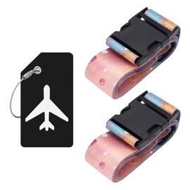 ZOUIQSS 2 Pack Adjustable Luggage Straps,Heavy Duty Suitcase Belts,Luggage Tag Travel Packing Straps with Quick Release Buckle(Color Space)