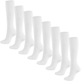 Dress Cici Nylon Compression Socks for Men, Knee High Running Socks (4 Pairs: White), Asia Size L