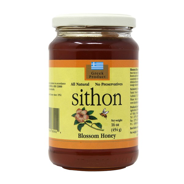 Sithon Greek Honey - Natural Blossom Honey - 16 Ounce