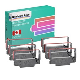 Best Ink Replacement Compatible ERC30 / ERC34 / ERC38 New Compatible Black & Red Ribbon - 6 Per Pack (Pack of 6) (Black & RED)