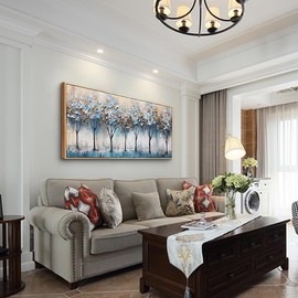 Lapremoly Abstract Wall Decor For Living Room Wall Art For Bedroom Modern Office Wall Decorations Trees Pictures Artwork Blue Wall Painting Canvas Art Prints Kitchen Home Decor Wood Framed 20x40 In