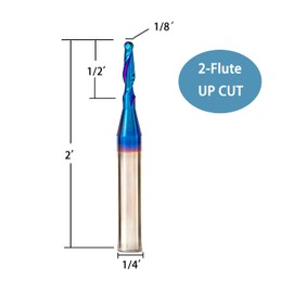 DashHound BRB218B - Broca de punta de bola en espiral de carburo sólido con revestimiento de NACO, fresadora CNC con vástago de 1/4, CD de 1/8 pulgadas x 1/2 pulgadas CL x 1/4 pulgadas SD x 2OL