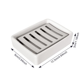 Double Layer Ceramic Soap Dish, Waterproof Soap Dish with Drain, Elegant Draining Soap Box, Self-Draining Soap Dish Easy to Clean, Soap Dish for Bathroom, Kitchen