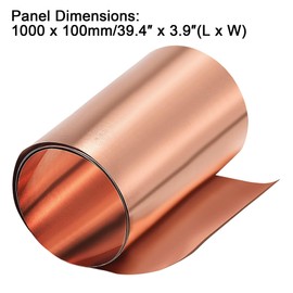 TA-VIGOR 1Pcs Copper Sheet Roll, 1000mm x 100mm x 0.1mm Pure Copper Strip Metal Foil Sheet Plate for Crafts Electrical DIY Projects