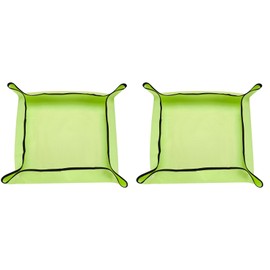 HARFINGTON 2pcs Repotting Mat 19.7" x 19.7" Oxford Cloth Waterproof Plant Repotting Mat Foldable Portable Gardening Potting Tray with Plastic Buckle for Indoor Plant Change Soil, Yellow