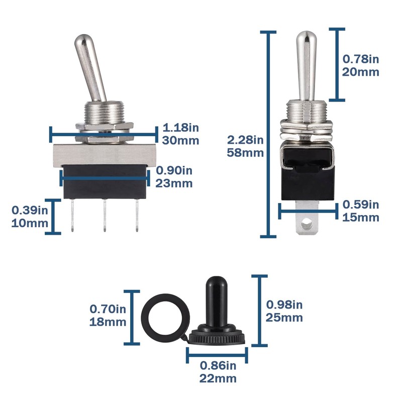 VEXUNGA KN3D-102 Toggle Switch 3-Pin Switch 12 V Waterproof On/On