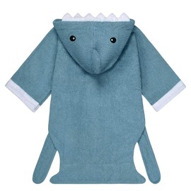 Uraqt Babies’ Hooded Dressing Gown - Toddler’s Bath Robe with Hood - Kids’ Cute Hooded Towel - One Size - Blue Shark