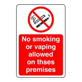 No smoking or vaping allowed on these premises sign- 3mm Aluminum Dibond high-visibility and durability for indoor/outdoor usage (300mm x 200mm) Ensures Safety Within 7m Viewing Distance.