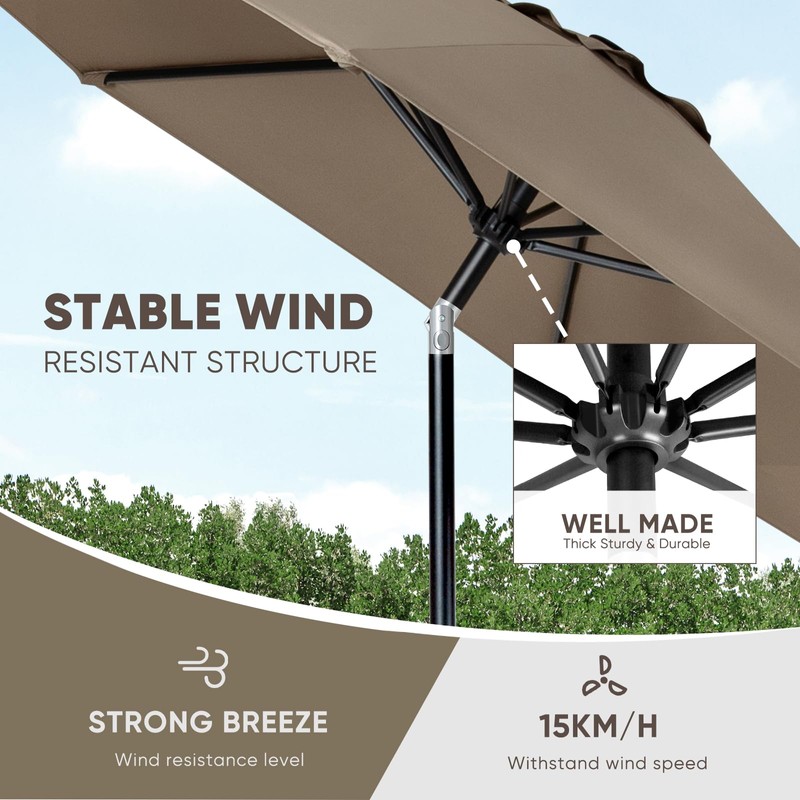 Tempera 9ft Patio Market Outdoor Table Umbrella with Push Button