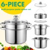 Sawysine Stainless Steel Pasta Pot 6-Piece 10 Quart Cooker Steamer