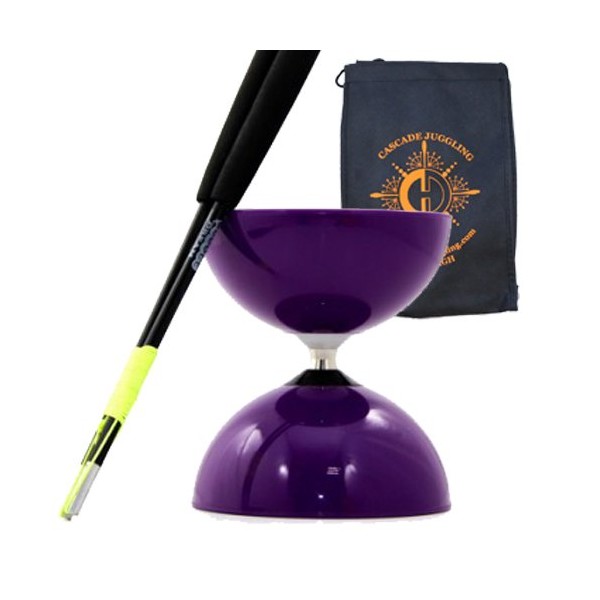Juggle Dream and Cascade Juggling Purple Big Top - Jumbo Bearing Diabolos Set, Black Superglass Diablo Sticks, Diabolo string & Bag (Purple)