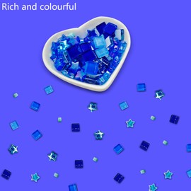 Small Glass Tiles for Crafts, 350 Pieces Crystal Glass Mosaic Tiles Assorted Color, Mosaic Glass Tiles Decorative Mosaic Tiles for DIY Hobby, Mosaic Supplies, Wall Art Decor (Blue)