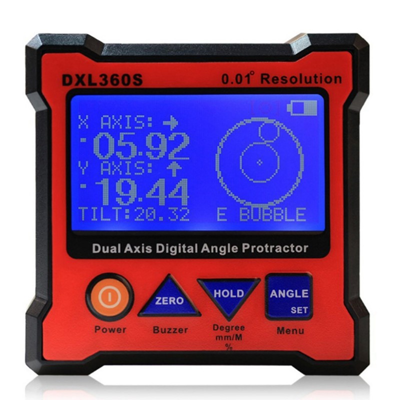 DXL360S Digital Protractor High Accuracy Single/Double Axes LCD Display Level