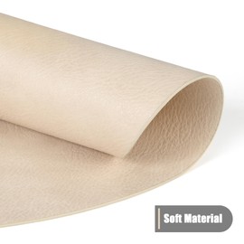 Univo Colors PU Leather Placemats Set of 6,15" Round Washed Cowhide Pattern Table Mats for Dining Table, Kitchen, Party Decoration(Retro Beige)