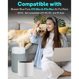 Leemone 2 Pack Blue Pure 411i Max & 411a Max Replacement Filter Compatible with Blueair Blue Pure 411i Max & 411a Max Air Purifier, Blue Pure F4MAX, H13 True HEPA & Activated Carbon Filter