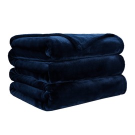 LINENOVA Fleece Throw Blanket for Couch, Sofa, Bed, Soft Lightweight Flannel Microfiber Plush Cozy Blankets and Throws for All Seasons(127x152cm, Navy)