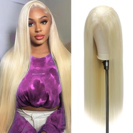 XFMF 613 Lace Front Wig Human hair, 13x4 Blonde Straight Lace Front Wigs Human Hair 613 HD Lace Frontal Wig 180% Density, Lace Front Wigs Human Hair Pre Plucked With Baby Hair (22 inch)