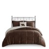 Pemberly Row Plush Sherpa Down Alternative Comforter Set-Brown/Ivory Full/Queen