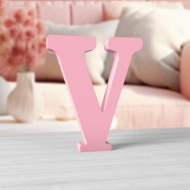 Aruatu Pink Wood Letters - 6 Inch Unfinished Standing Letters for Wall Decoration - Craft & Party Projects