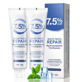2pcs Hydroxyapatite Toothpaste UK,Hydroxyapatite Toothpaste 7.5 for Enamel Protection,Mint Flavor, Fluoride-Free Formula,Sensitivity Relief, Cavity Prevention, Fresh Breath,120g