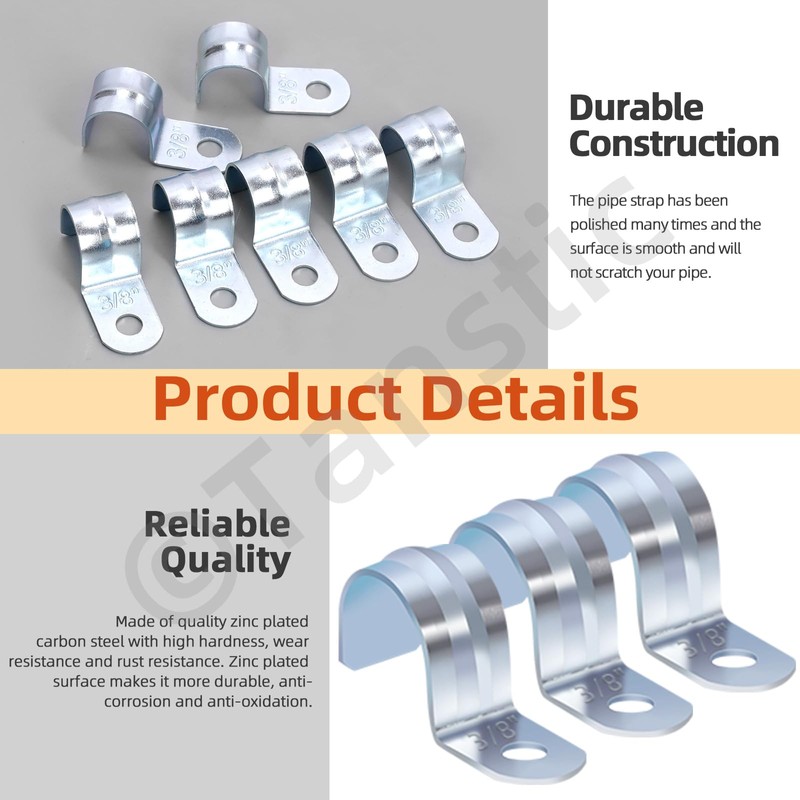 Tanstic 30Pcs 3/8 Inch EMT Pipe Strap Zinc Plated Steel