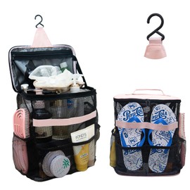 AIQIYIDBO Mesh Shower Caddy Bag – Portable Travel Organizer for Dorm Room, College Essentials, Quick Dry Hanging Shower Caddy for Men & Women – Ideal for Beach, Camping, Gym & Travel (Pink)