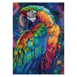 Parrot Spirit Puzzle 1000 Piece for Adult, Colorful Art Aesthetic Painting Jigsaw Puzzles, Gradient Nature Funny Pretty Puzzle