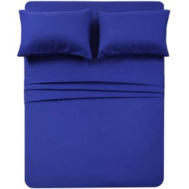 Twin XL Sheets Set 4 Piece - Luxury 1800 Bedding Sheets & Pillowcases - 1 Flat Sheet,1 Fitted Sheet and 2 Pillow Cases - Extra Soft Cooling Bed Sheets - Deep Pocket up to 16" (Twin XL, Royal Blue)
