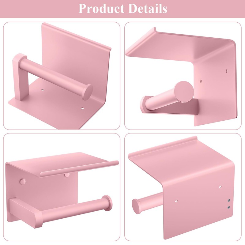Tindbea Toilet Paper Holder with Phone Shelf, Adhesive or Screw