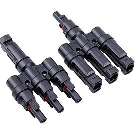 RKURCK 4 Way Branch Connectors FMMM-MFFF Connectors T Type Connector for Parallel Connection Between Solar Panels(FMMM+MFFF)