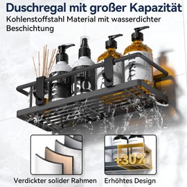 YASONIC Duschablage ohne Bohren Badezimmer Organizer, Badregal Duschregal ohne Bohren, Duschhalterung ohne Bohren Shampoo Halterung für Dusche, rostfrei Badezimmer Regal Duschablage schwarz, 3 Stück
