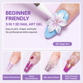 3D Sculpting Gel for Nail Art, 2PCS Clear and White 3D Molding Gel