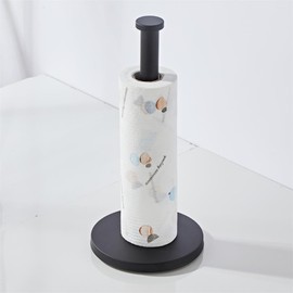 Kitchen Roll Holder, Free Standing Paper Towel Holder for Kitchen Rolls, Modern Kitchen Countertop Organiser, Fits Most Paper Rolls, Black
