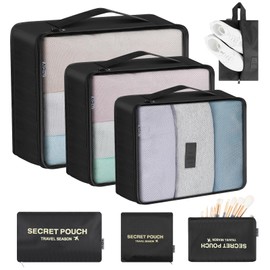 AiQInu Suitcase Organiser Set, 7-Piece Packing Cubes for Holidays and Travel, Travel Organiser, Clothes Bags, Shoe Bag, Packing Bags for Suitcases